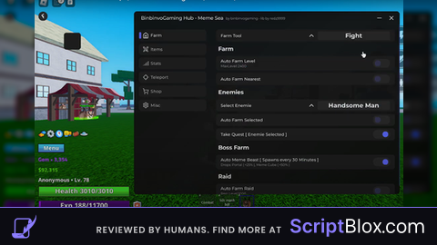 BinbinvoGaming Hub Roblox script for Meme Sea