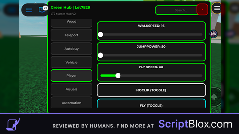 Mobile LT2 Green hub Roblox script for Lumber Tycoon 2