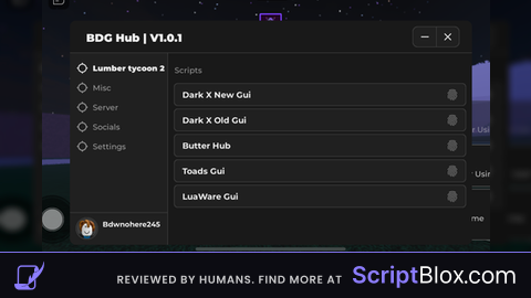 BDG Hub Roblox script for Lumber Tycoon 2