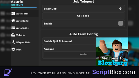 FREE AZURIX AUTOBUILD AUTOFARM AUTOMOOD SCRIPT Roblox script for Welcome to Bloxburg