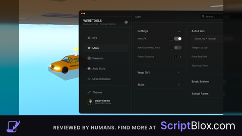 weretools cracked Roblox script for Welcome to Bloxburg