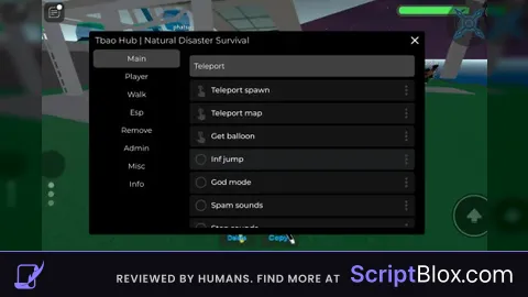 Tbao Hub Roblox script for Natural Disaster Survival