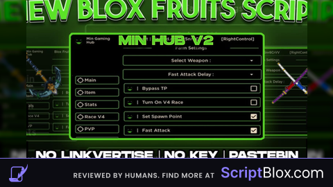 Min hub gaming v2 Roblox script for Blox Fruits