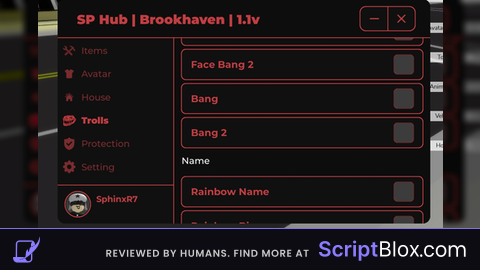 SP Hub New Uptade Script Roblox script for Brookhaven