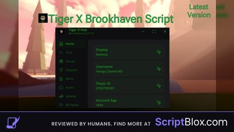 Tiger X Roblox script for Brookhaven