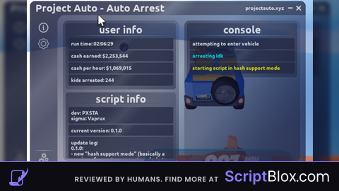 ProjectAuto AutoFarm Scripts Autorob and AutoArrest Roblox script for Jailbreak