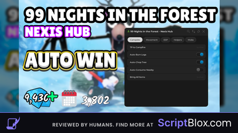 99 days in the Forest - AutoChop Fly Noclip Burn Collect Etc Roblox script for 99 Nights in the Forest