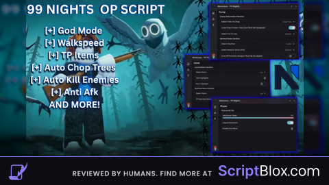 Free  Godmode  Keyless TP Items Auto Kill Walkspeed Roblox script for 99 Nights in the Forest
