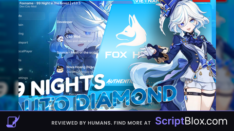 FOXNAME HUB KEYLESS SCRIPT   BEST HUB Roblox script for 99 Nights in the Forest