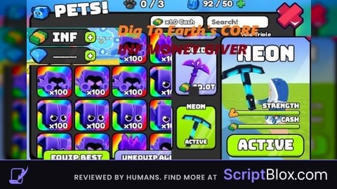 INF CASH And New World Roblox script for Dig to Earth's CORE