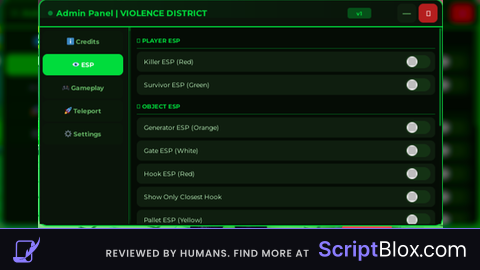 Admin Panel  v1 Roblox script for Violence District
