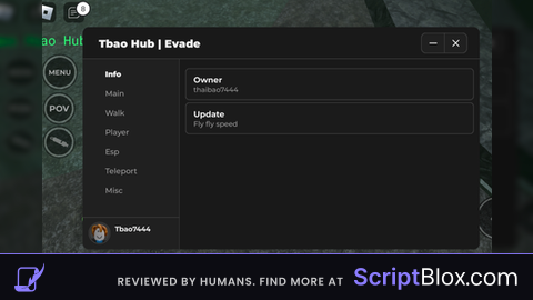 Tbao Hub Roblox script for Evade
